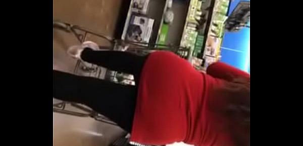  Recording Juicy Latina ass in store husband comes up